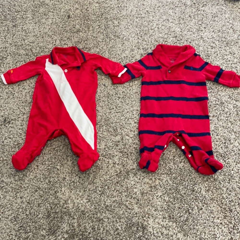 Pair of Ralph Lauren Footies in Red